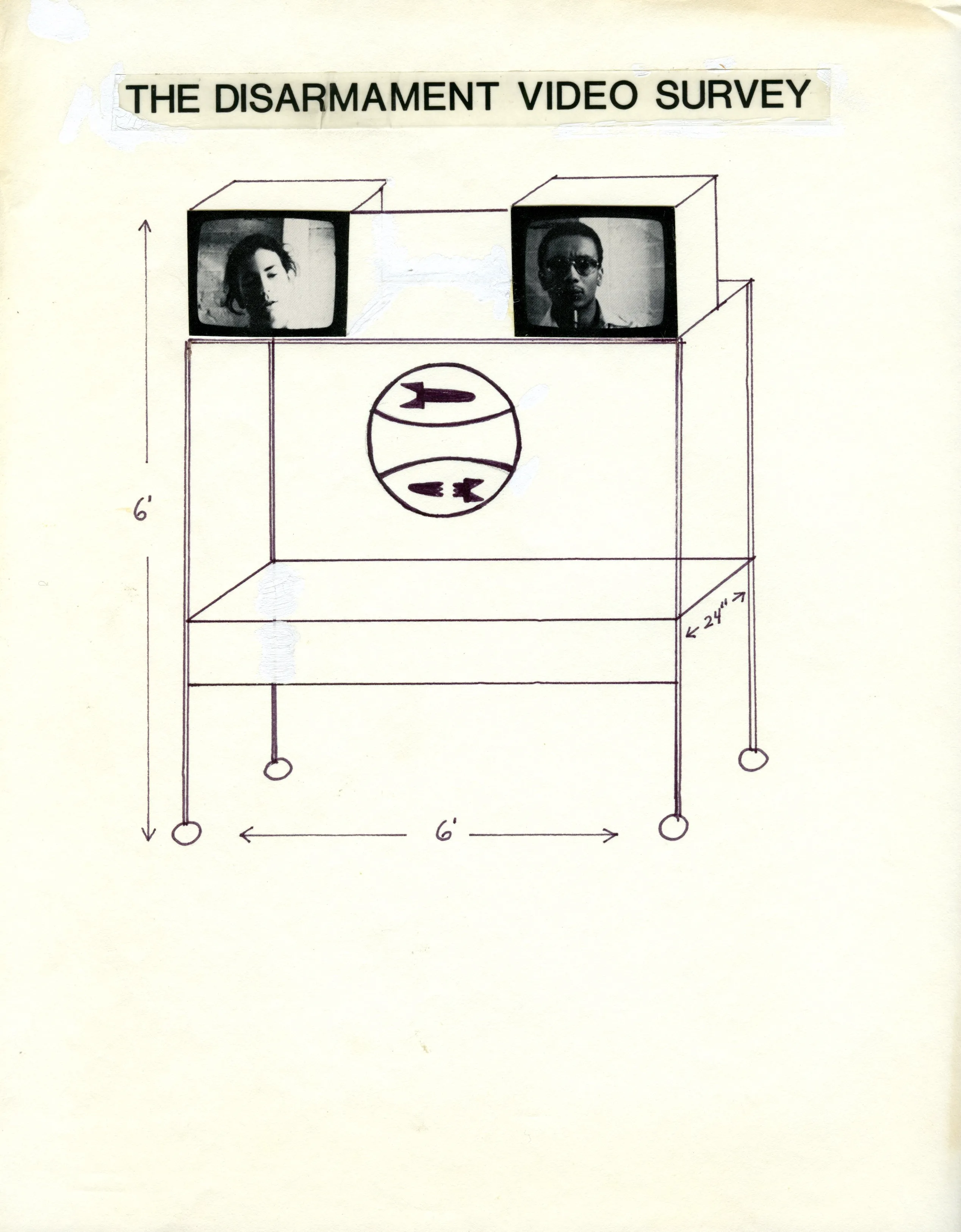 Illustration of a large cart holding two video monitors.